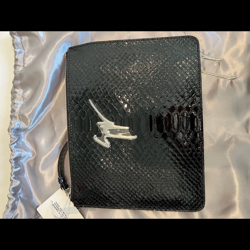 Brand New Giuseppe Zanotti snake embossed Pouch bag black